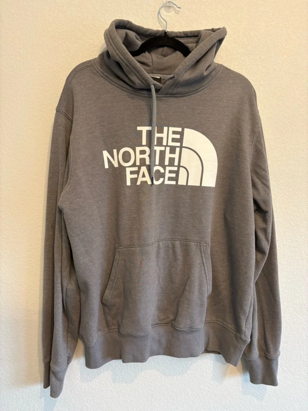 The North Face Hoodie Mens L Gray Big Logo Pullover Sweatshirt Streetwear